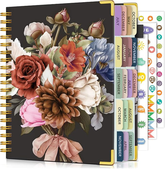 Academic Planner 2026-2027, 18 Months Weekly and Monthly Calendar Planner from July 2026 - December 2027, 7.3" x 10" B5 Large Hardcover Agenda Organizer Book with Tabs, Yearly Daily Planners for School Work Student Teacher, Vintage Bloom Arrangement