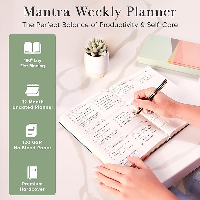 2026 Planner, Daily Journal & Gratitude Journal All-In-One with To Do List, Self Care Prompts & Habit Tracker - 7 x 10 - Morning