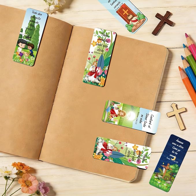 30 Pcs Spanish Christian Magnetic Bookmarks, Religious Bible Verse Magnetic Bookmarks Bulk, Motivational Prayer Magnet Book Markers for Sun Day School Church Reading Bible Study Supplies