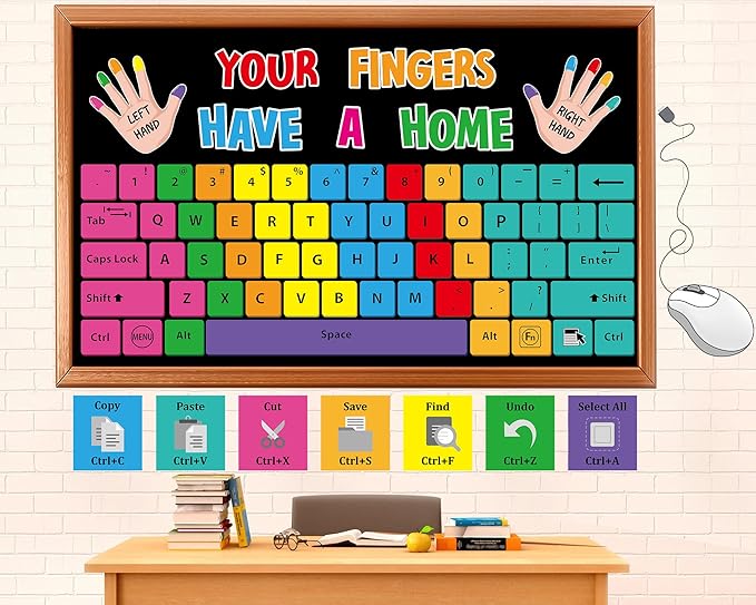 Computer Keyboard Bulletin Board Set Keyboard Shortcuts Bulletin Board Computer Lab Classroom Decorations Your Fingers Have A Home Paper Cutouts for Back to School Classroom Chalkboard Wall Door Decor