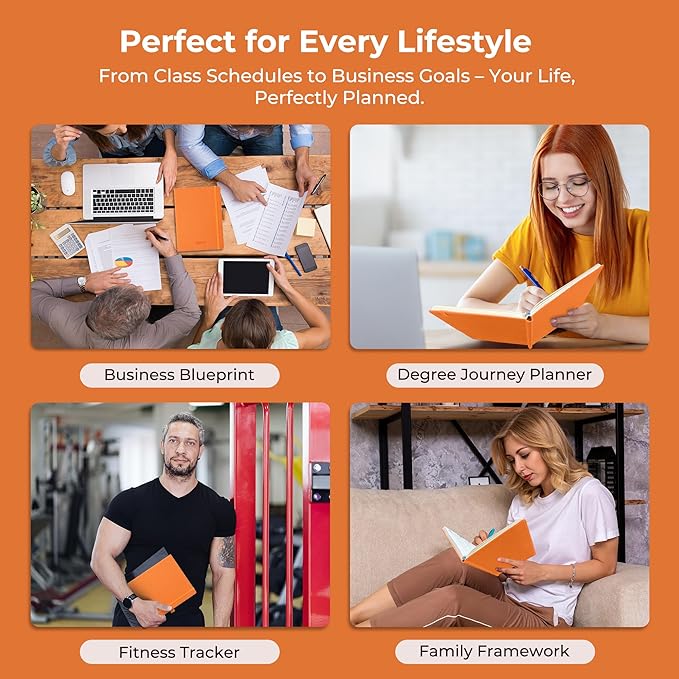 Weekly Monthly 2026-2027 Planner (July 26-Dec 27),8.5"x6.5",18 Months Agenda Plan with Month Tabs & Pocket,Expenses/Note Pages, Academic Calendar with Vegan Leather Cover,Orange
