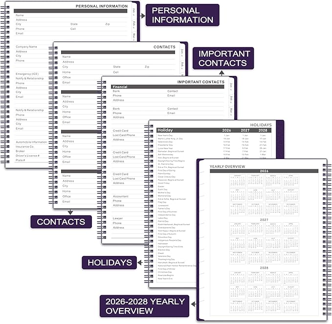 2026-2028 Monthly Planner - Monthly Planner from July 2026 - June 2028, 2-Year Planner 2026-2028 with Tabs, Inner Pocket