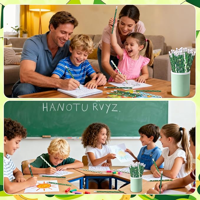 St. Patrick's Day Pencils Green Pencil Holiday Pencils for St Patrick's Day, 6 Style (120)