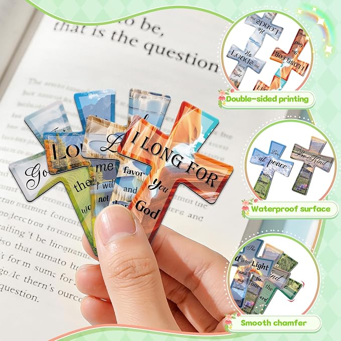 100Pack Magnetic Bookmarks Bulk Cross Bible Bookmark Christian Bookmarks for Women Men Kids Adults Teacher Book Lovers Gifts, Book Marks for Reading Religious Verses Magnet Bookmark Clips (Scenery)