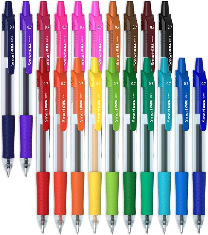 20 Colors Medium Point Colored Pens Retractable Gel Ink Pens with Comfort Grip,Smooth Writing for Journal Notebook Planner in Office Home (20 Colors) (20 Colors) (20 Colors)