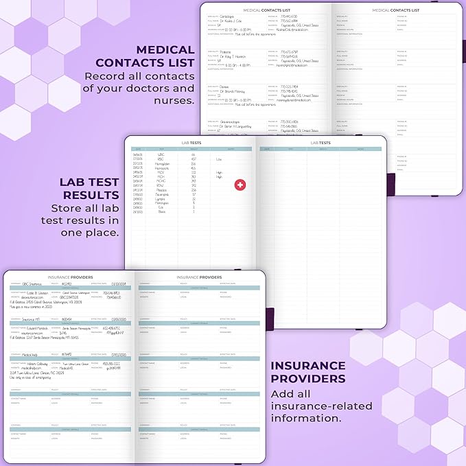 Clever Fox Large Medical Planner 12-Month – Medical Notebook, Health Diary, Wellness Journal to Track Health – 12 Months, 7x10.5″ (Purple)