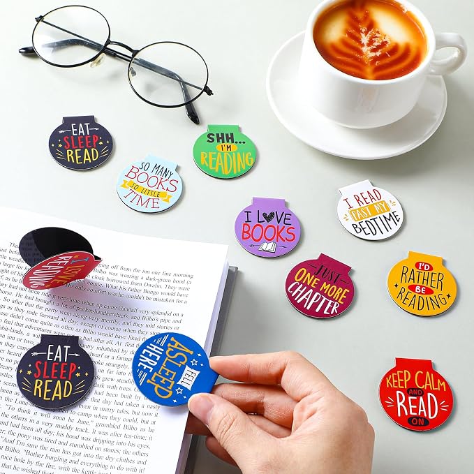 AmazingSpark 50 Pcs Magnetic Reading Bookmarks Bulk Magnet Reading Awards for Book Lover Motivational Book Marker Clips for Students Teacher Office Classroom Incentives