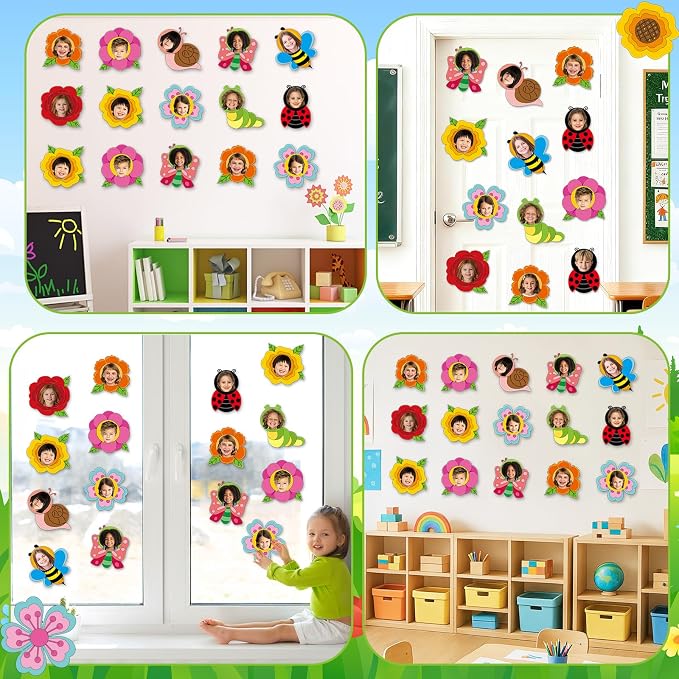 60pcs Summer Flower Theme Cutouts Flowers Bulletin Board Decorations Colorful Floral Insect Paper Cutouts Summer Classroom Decor for Back to School Boy Girl DIY Craft Photo Wall Door Party Supplies