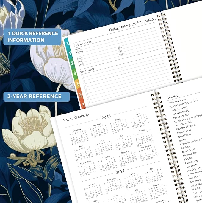 Planner 2026-2027 - July 2026 - June 2027, 8.5" x 11", Academic Planner 2026-2027 Weekly & Monthly, Large Calendar with 12 Monthly Tabs, Back Pocket