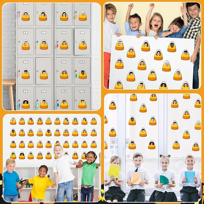 gisgfim 80Pcs Halloween Candy Corn Cutouts Halloween Party Decorations Bulletin Board Candy Corn Paper Cut-Outs Classroom Decor for Boy Girl DIY Craft Photo Wall Kindergarten Preschool Favor Supply