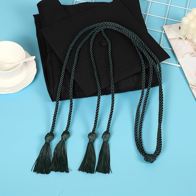Graduation Double Honor Cords with Tassels Braided Academic Ropes for High School College Ceremony 68 Inch (Forest Green)