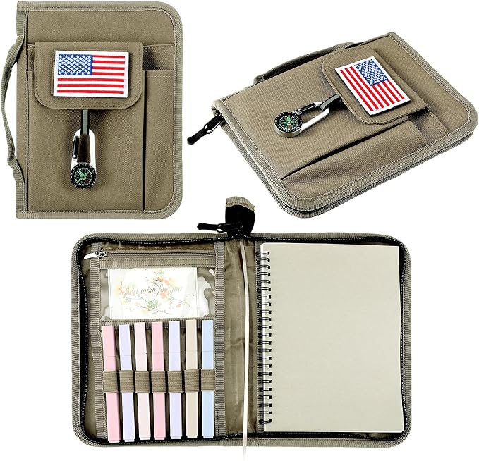 Colarr Handbook Cover Protector Compatible with Boyscouts Handbook with American Flag Patch and Compass Fit 6 x 8 in Book Sleeve Protector Suitable for Boys Girls Hiking Camping Exploring