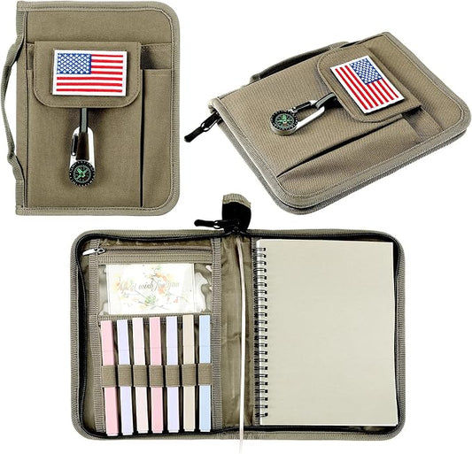 Colarr Handbook Cover Protector Compatible with Boyscouts Handbook with American Flag Patch and Compass Fit 6 x 8 in Book Sleeve Protector Suitable for Boys Girls Hiking Camping Exploring