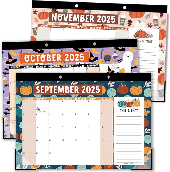 Hadley Designs Large Desk Calendar 2025-2026 - Desktop Calendar 2025, 18-Month Desk Calendars for Home, Office & Classroom, Cute Kraft Classroom Must Haves, Gifts for Coworkers, Teachers & Students