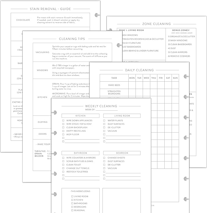 BetterNote Cleaning Plan Refill for Disc Notebook, Daily and Weekly Lists, 6 Month Supply, Fits Happy Planner, Levenger Circa, Staples Arc, TUL (7-Disc, 4.6”x7”)