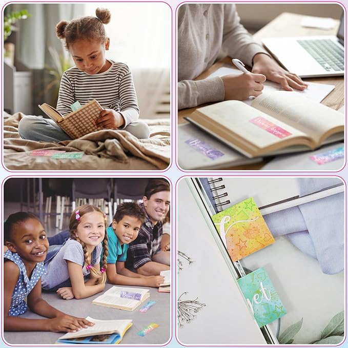 12pcs Inspirational Bookmarks for Women Men, 6 Styles Colorful Paper Bookmarks Bulk for Book Lovers, Teachers, Reading Lovers, Gifts, Prizes, Class