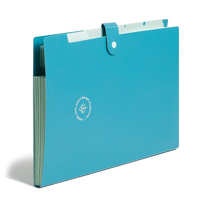 U Brands U-Eco 6 Pocket Poly Expandable Folder, Set of 3, Assorted Brights, Snap Button Closure, Letter Size (6592U01-12)