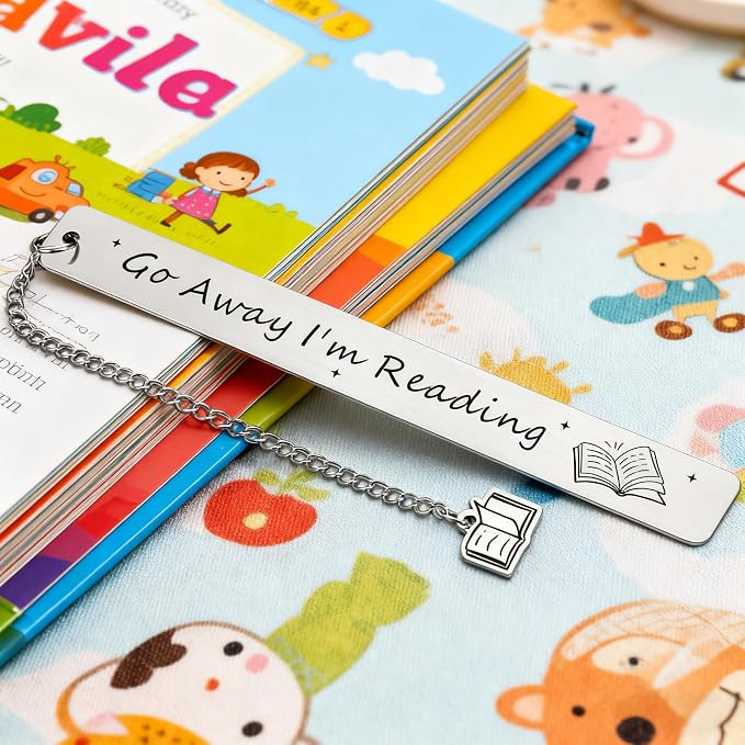 Funny Gifts for Women Men, Go Away I'm Reading Bookmark for Book Lovers, Sarcastic Gifts for Friend Reader, Bookworm Birthday Christmas Gifts for Her Him, Book Accessories
