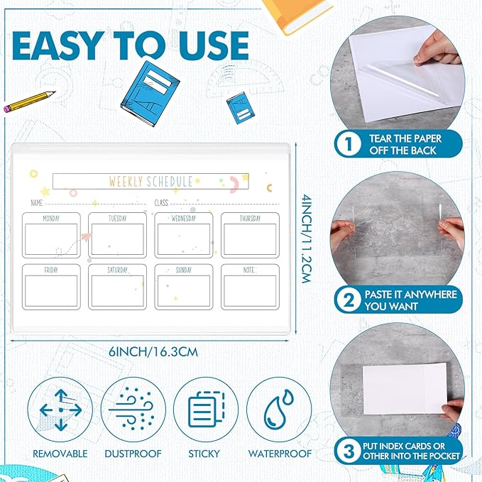 Outus 60 Pcs Self Adhesive Shop Ticket Holders Clear Plastic Sleeves Adhesive Pockets Work Order Job Ticket Holders for Back to School Student Label Home Office Posting Signs (6 x 4 Inch)