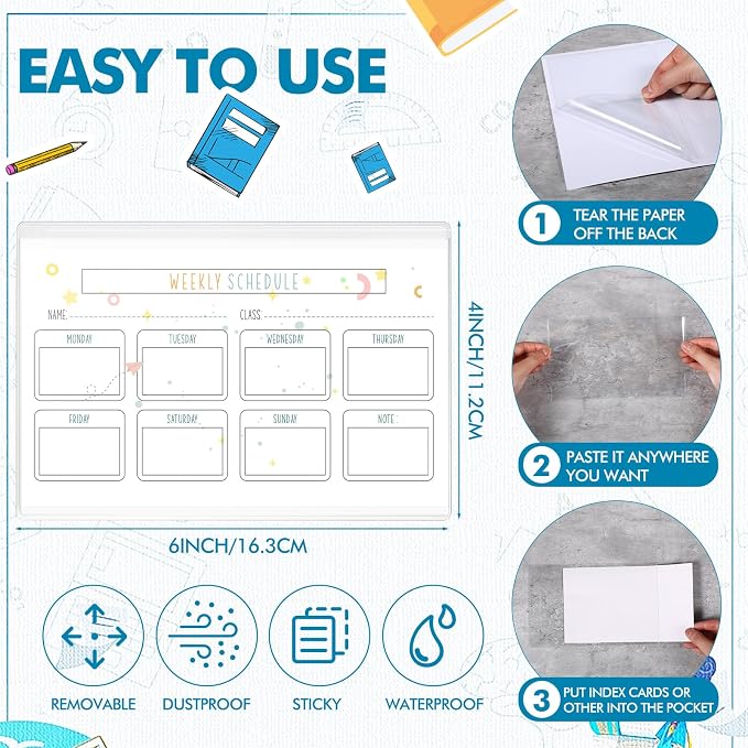 Outus 120 Pcs Self Adhesive Shop Ticket Holders Clear Plastic Sleeves Adhesive Pockets Work Order Job Ticket Holders for Back to School Student Label Home Office Posting Signs (6 x 4 Inch)