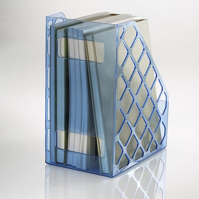 Officemate Glacier Large Magazine File, Transparent Blue (23219) (Pack of 6)