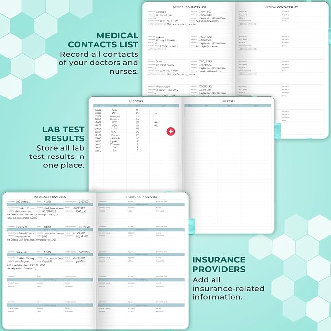 Clever Fox Large Medical Planner 12-Month – Medical Notebook, Health Diary, Wellness Journal to Track Health – 12 Months, 7x10.5″ (Light Turquoise)