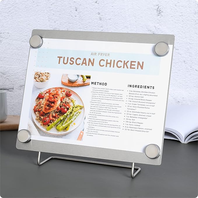 Large Magnetic Bulletin Board – Dry Erase Memo Board with Stand – Metal Easel for Magnet Display – 12x10 Inches + 4 Magnets