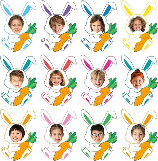 60pcs Easter Bunny Theme Cutouts Easter Bulletin Board Decorations Spring Rabbit Paper Cut-Outs Classroom Decor for Boys Girls Classroom DIY Craft Photo Kindergarten Preschool Wall Door Supplies