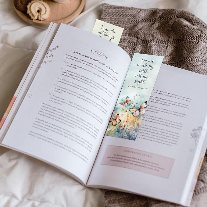 Christian Bookmarks, 100 Pcs Bible Verse Floral Butterfly Book Markers, Religious Scripture Bible Study Gifts for Reading Women Book Lovers