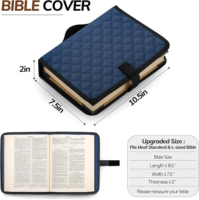 Large Bible Bag with Bible Cover Case for Women, Quilted Church Tote Bags for Bible Study Supplies, Christian Gifts for Women