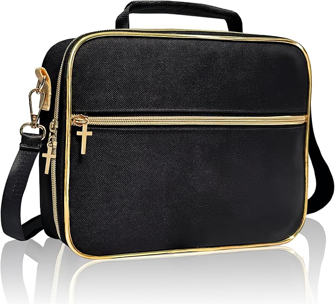 Bible Cover for Bible Study Supplies – Cute and Practical Bible Case with Pencil Case, Briefcase Strap – Bible Cover Case for Women, Teens, Girls – Durable Waterproof Polyester Book Case