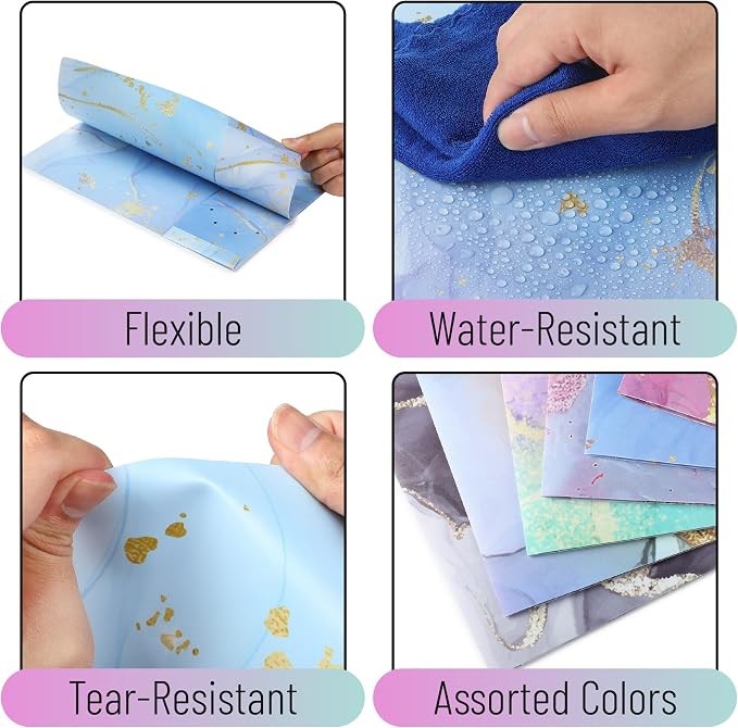Mr. Pen- Plastic Folders with Pockets, 12 pcs, Marble Design, Aesthetic File Folder with Business Card Slot, 2-Pocket Folder, Back to School, Office, Filing Supplies
