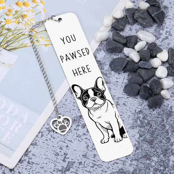 French Bulldog Gifts, Dog Bookmark for Dog Lovers Gifts for Women, Book Marks for Reading Women, Dog Mom Dad Birthday Christmas, Reading Accessories, Pet Owner Page Marker Dog Themed Book Club Gifts