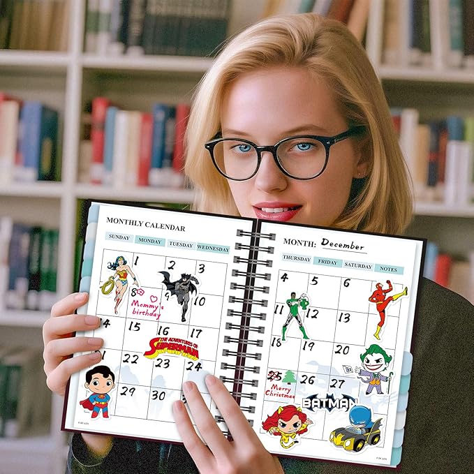 Batman 2026 Planner – Superhero Undated Daily Weekly & Monthly Planner with Calendar & Holiday Tracker, Monthly Tabs, Habit Tracker, 12 Months Spiral Agenda Book for Office School Gift Supplies
