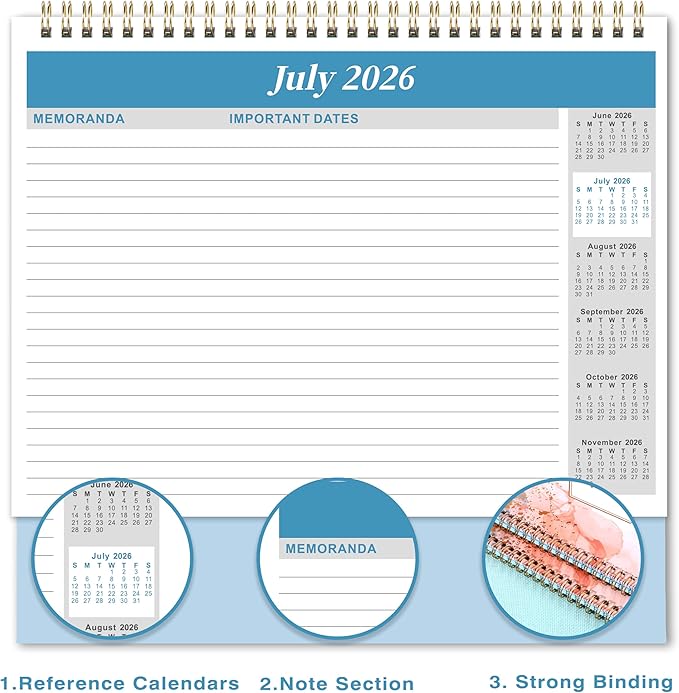 Desk Calendar 2026-2027 - 18 Months Desk Calendar 2026-2027, July 2026 - December 2027, 9.8'' x 8.3'', Standing Flip Desktop Calendars with 4 More Months Reference Calendars