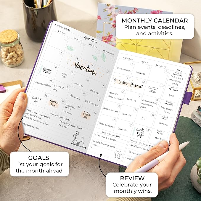 Clever Fox Planner Daily Premium – Undated Daily Planner with Hourly Schedule, Personal Organizer, Productivity Journal, 6 Months (Purple)