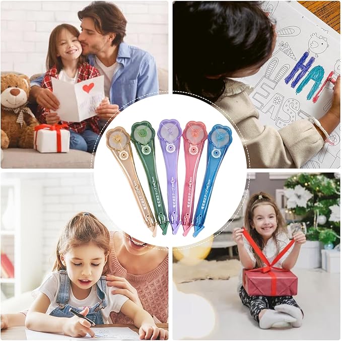 Correction Tape Pen, 5 Pieces Flower-Shaped Smooth Corrector Tape, Stationery Tool for Students, Teachers, Writers, Journalists, Artists, Accountants, Homework, Journaling, Crafting, Home, and Office
