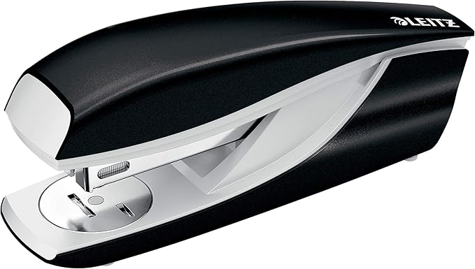 Leitz Stapler, 30 Sheet Capacity, Ergonomic Metal Body, Includes Staples, Wow Range, 55021001 - Black