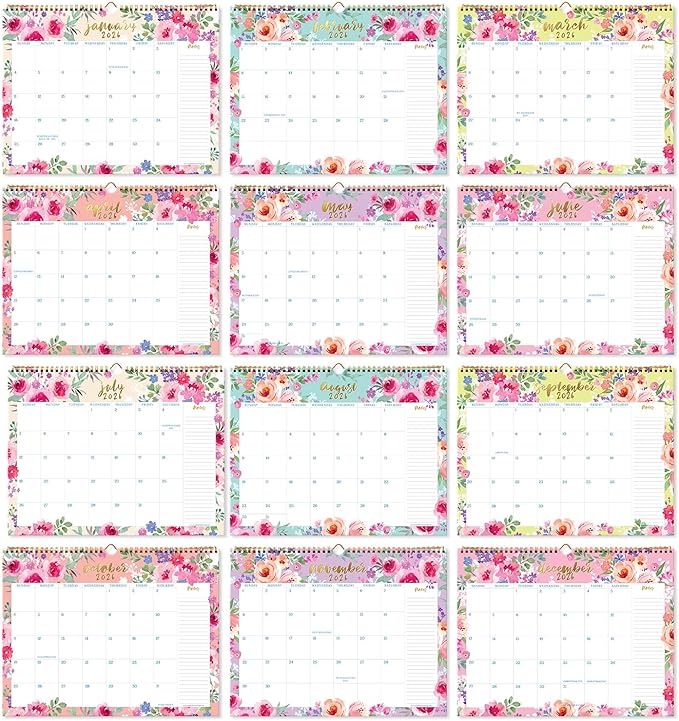 S&O Watercolor Floral Wall Calendar from January 2026-June 2027 - Tear-Off Monthly Calendar - 18 Month Academic Wall Planner - Hanging Organizer to Track for Anniversaries & Appointments - 13.5"x10.5”in