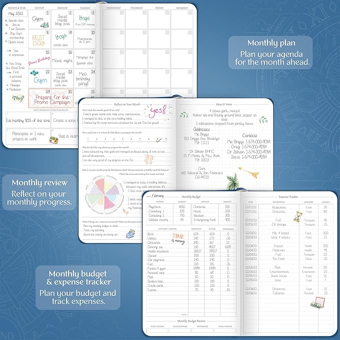 Legend Weekly Planner Premium – Undated Weekly, Monthly & Budget Planner – Life Organizer for Time Management & Productivity, A5 (Mystic Blue)