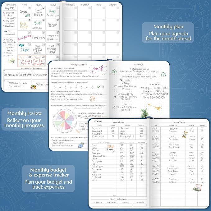 Legend Weekly Planner Premium – Undated Weekly, Monthly & Budget Planner – Life Organizer for Time Management & Productivity, A5 (Mystic Blue)