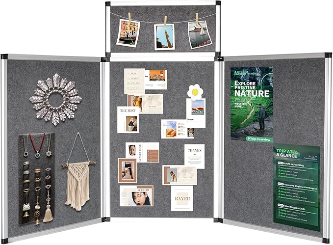 3+1 Panel Trade Show Presentation Board,Poster Board with Storage Bag Large Tabletop Display Board Folding Art Panel Display for School,Vendor Events,Science Fair Exhibitions (A)
