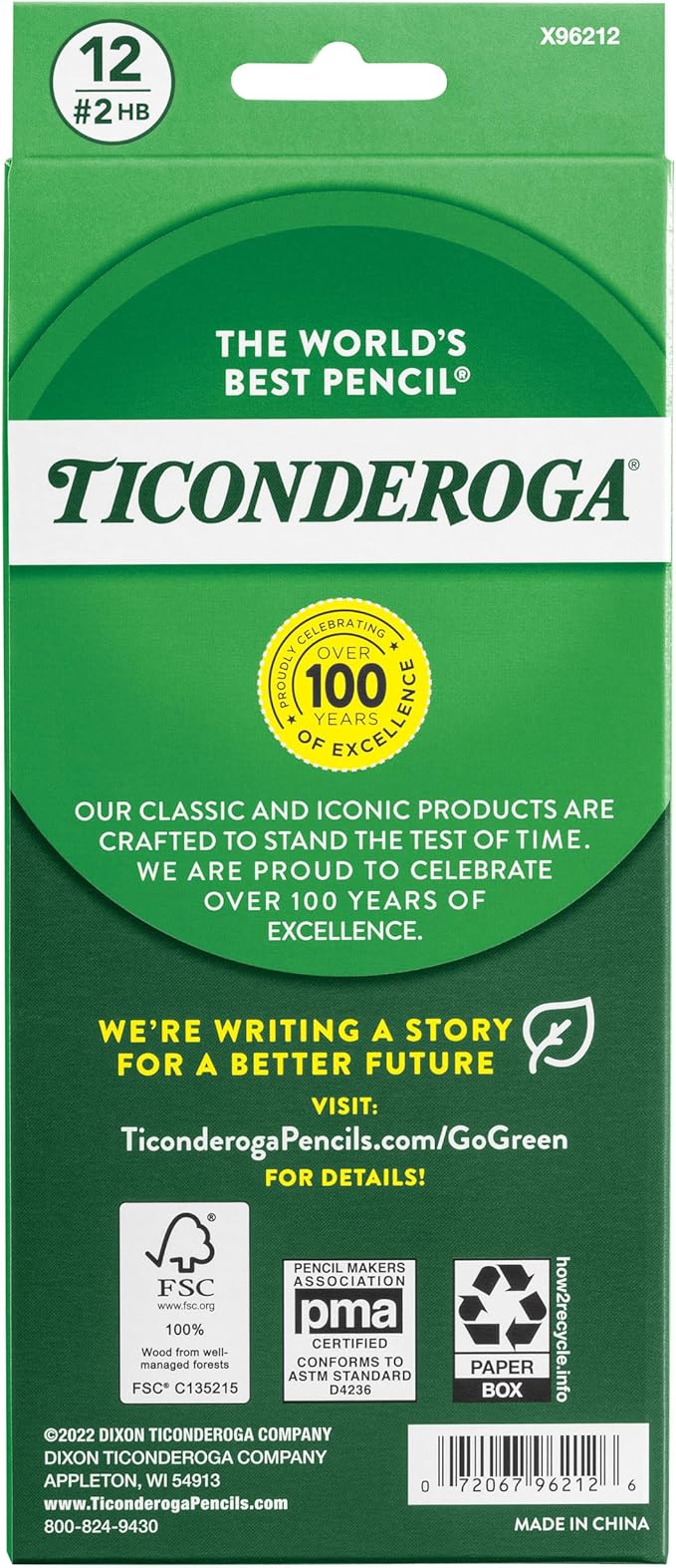 Ticonderoga Envirostik Wood-Cased Pencils, #2 HB Soft, Natural, 12 Count