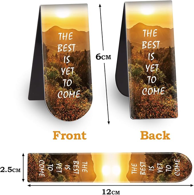 Magnetic Bookmarks, 46PCS Inspirational Slogan Nature Scenery Pattern Bookmarks, Encourage Yourself Book Mark for Book Lovers, Women, Man, Kids, Students, Teachers, School, Home(2.4 x 1 inch)