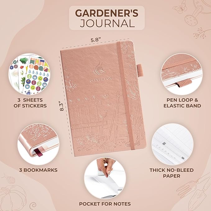 Clever Fox Gardener’s Journal – Guided Gardening Notebook to Plant Vegetables, Flowers & Herbs – 5-Year Garden Log Book for Beginners (Rose Gold)