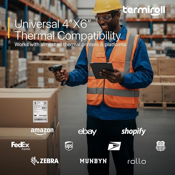 4x6 Thermal Labels, Shipping Stickers 130 Labels/Fanfold Perforated, Compatible with Rollo, Zebra, iDPRT, Munbyn & More Direct Thermal Printers, Strong Adhesive for Small & Medium Business