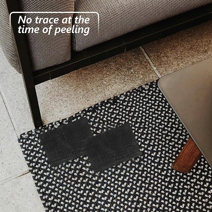 OSALADI Self-Adhesive Hook and Loop Tape Strips, Double-Sided Black Sticky Adhesive, 12 Pairs 11x15cm, Heavy Duty Carpet Fastener for Home, Office, and Vehicle Use