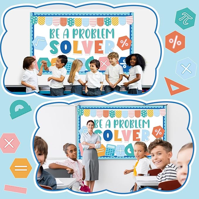 gisgfim Math Bulletin Board Decorations Be a Problem Solving Paper Cutouts Mathematics Symbol Math Signs Bulletin Board Set for Classroom Elementary Preschool Back to School Wall Door Decor Supplies