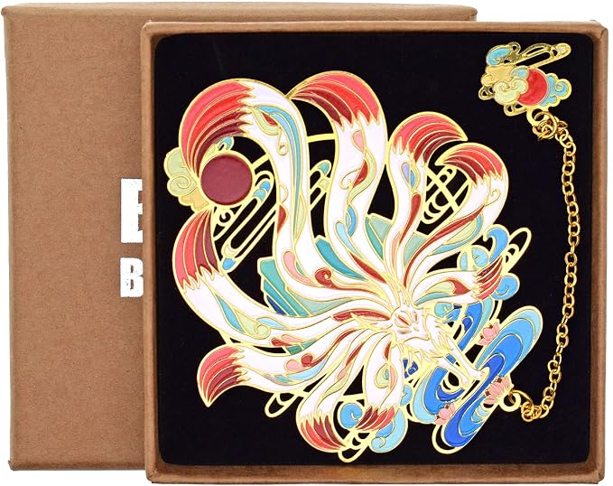 BLBMH Kitsune Cool Metal Bookmark Birthday Gifts for Women Book Lovers Best Friends Cute Anime Book Markers Unique Readers Gifts - K3