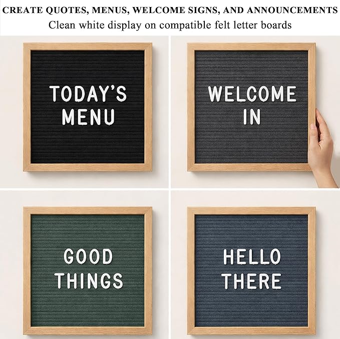 C CRYSTAL LEMON 3/4 Inch White Letter Board Letters, 336 Pcs Plastic Letters Numbers Symbols, Replacement Set for Compatible Felt Letter Boards, No Board Included